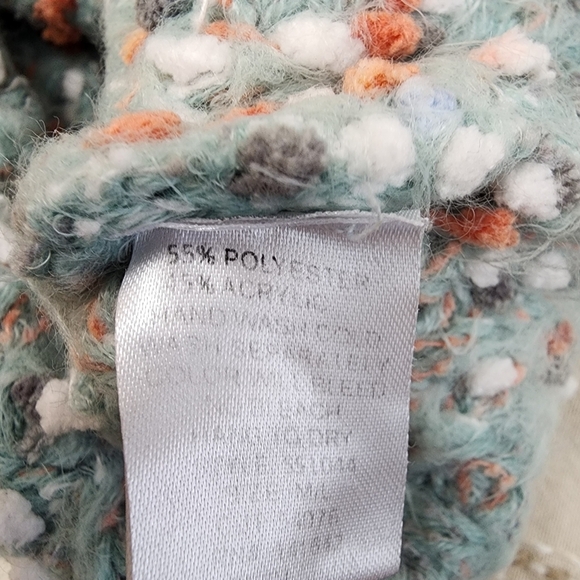 She and sky size M / L oversized sweater shaggy sage green orange  pullover - Picture 5 of 6